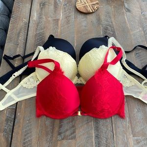 3 La SENZA push up bras.  Size 32D. Worn once.
